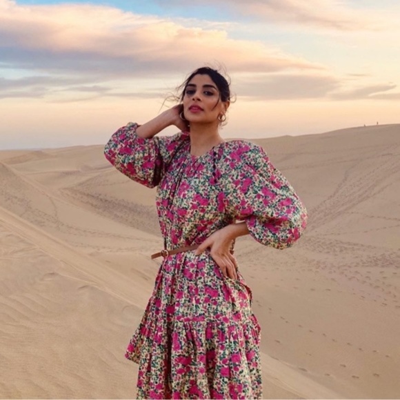 Zara Puff Shoulder Cotton Print Dress NWT - Picture 3 of 16